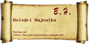 Bolvári Hajnalka névjegykártya